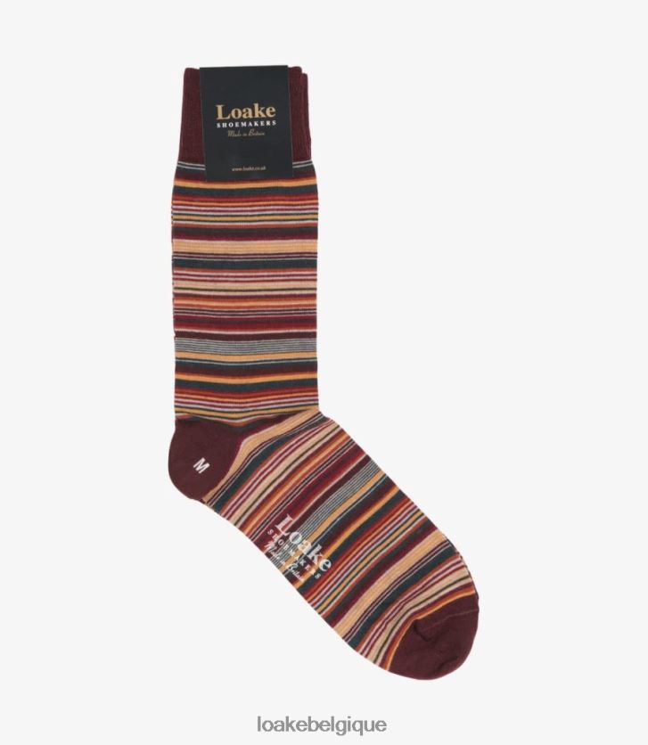 chaussettes bordeaux à fines rayuresmulticolore V66V20262 Loake accessoires